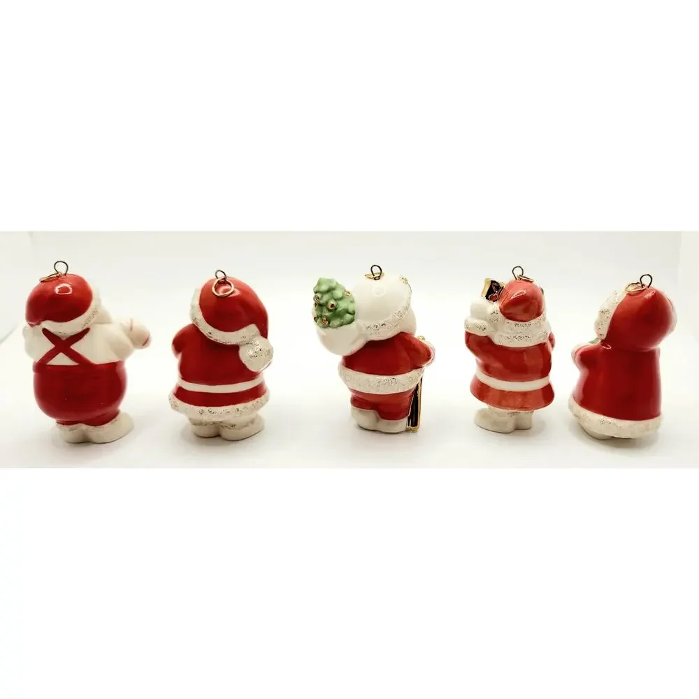 Lenox Standabouts Santa Set of 5 Porcelain Christmas Ornaments 6339428 Box